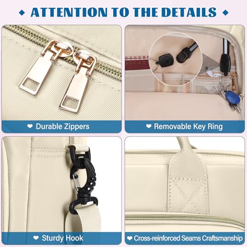 Image of RAINSMORE Laptop Bag 17.3 Inch Briefcase for Women Waterproof Computer Messenger Shoulder Bags Large Laptop Case for Work Business Office Travel College, Beige