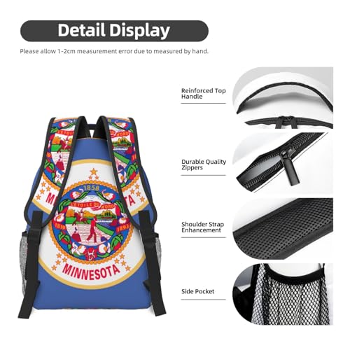 Sac à dos imprimé Minnesota noir avec compartiment ordinateur portable - 5