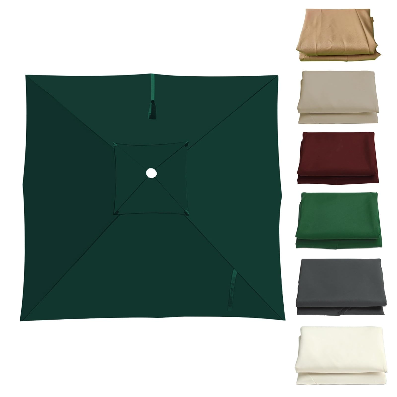 Tettoia Sostituzione Rettangolare 4x3m Telo Di Ricambio Per Ombrellone A Sbalzo Quadrato 2.5m 3.0m, 8 Braccia Impermeabile Copertura Rechange Tessuto Per Parasole Giardino Patio(Dark green,3X3m)
