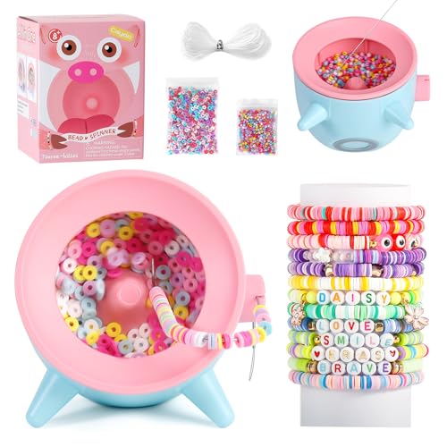 Caydo 2-in-1 Electric Bead Spinner for Jewelry Making Clay Bead and Seed Bead Spinner Adjust Speed & Rotation Bracelet Spinners Bracelet Maker with Bead Needles and Thread Gift for Craft Lovers