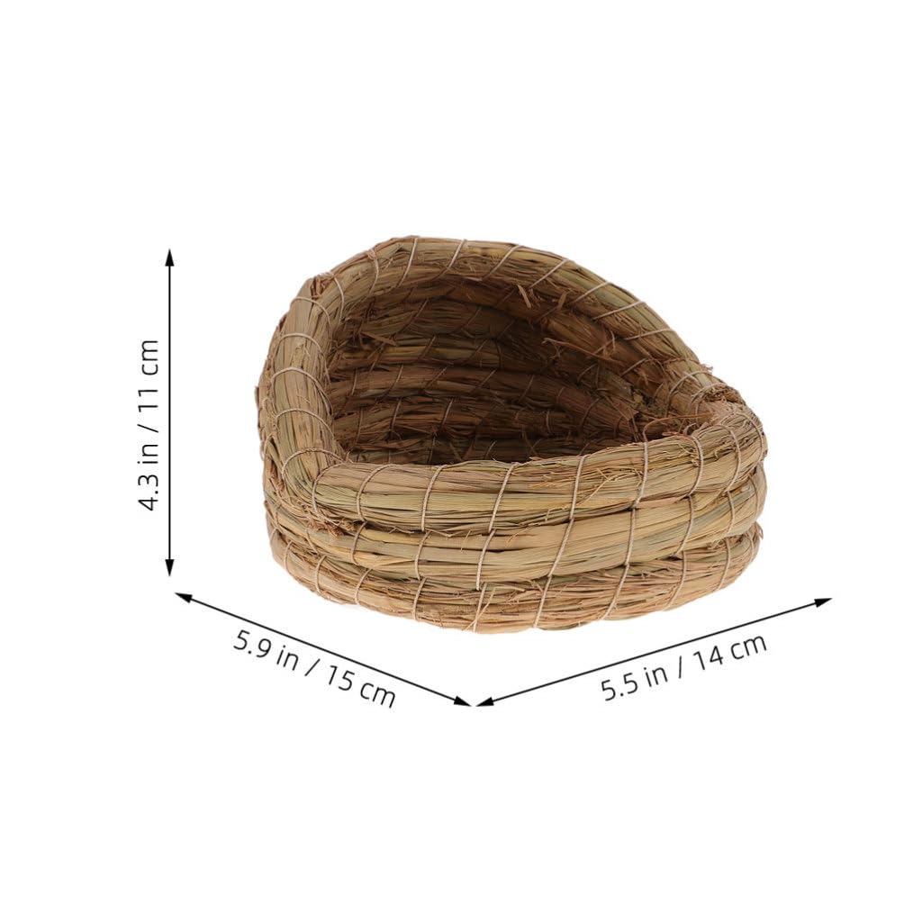 BESTonZON 4 PCS Handmade Woven Bird Nest - Straw Birdcage Woven Hay Bed Guinea Pig Hideout, Handmade Chicken Nest Straw Coop, Ideal for Outdoor Use and Comfortable Living Spaces