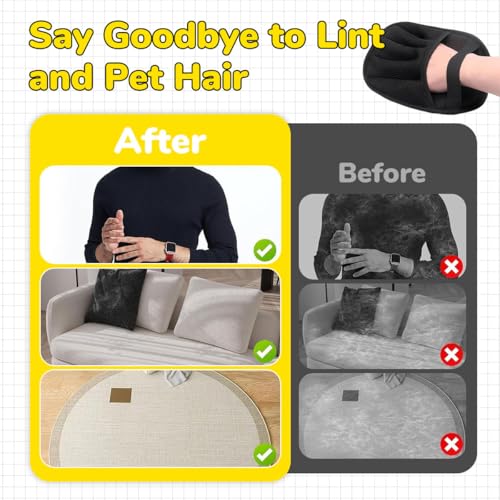Image of Qpets Pet Hair Removal Glove, Anti-Static Pet Deshedding Grooming Glove, 5-Finger Design, Mesh Fabric & Wrist Strap Design, Quickly Remove Shedding Cat Dog Hair on Couch, Bed, Clothes (21.5x17CM)