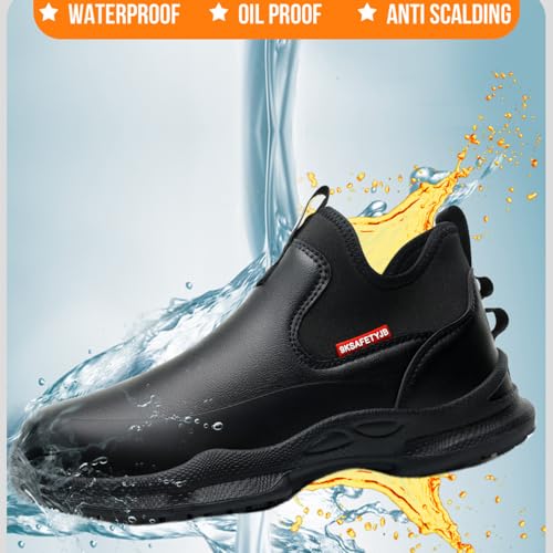 Black Work Shoes for Men Women Non Slip Kitchen Chef Shoes Waterproof Food Service Restaurant Slip on Sneakers Walking and Casual Slip Resistant Cleaning Work Footwear2