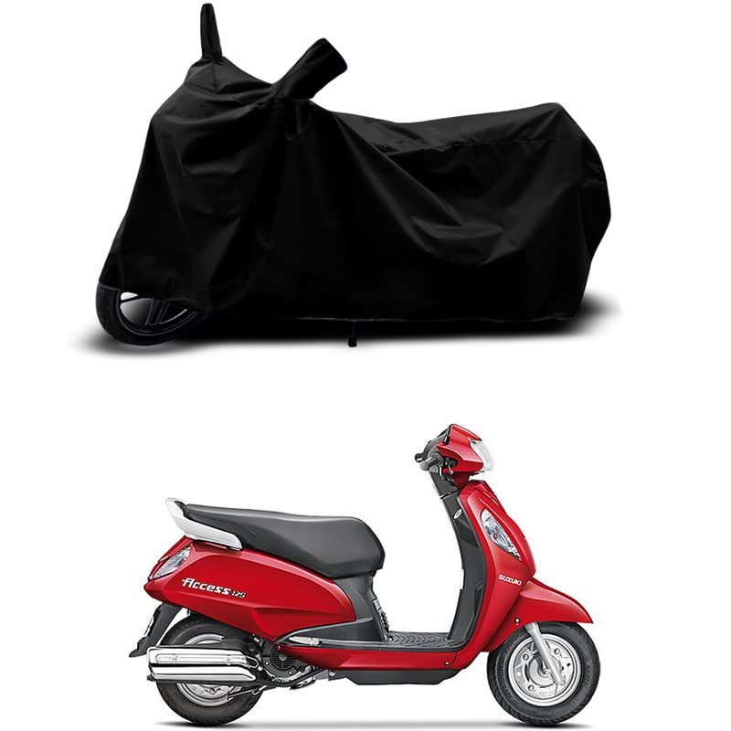 Image of 100% Scratchproof /UV-Rays /Heat Protection /Birds Dropping /Water Resistant /Dust Proof /Waterproof /Full Bike Scooty Two Wheeler Body Cover Compatible for Suzuki Access 125 All Varients[Black]