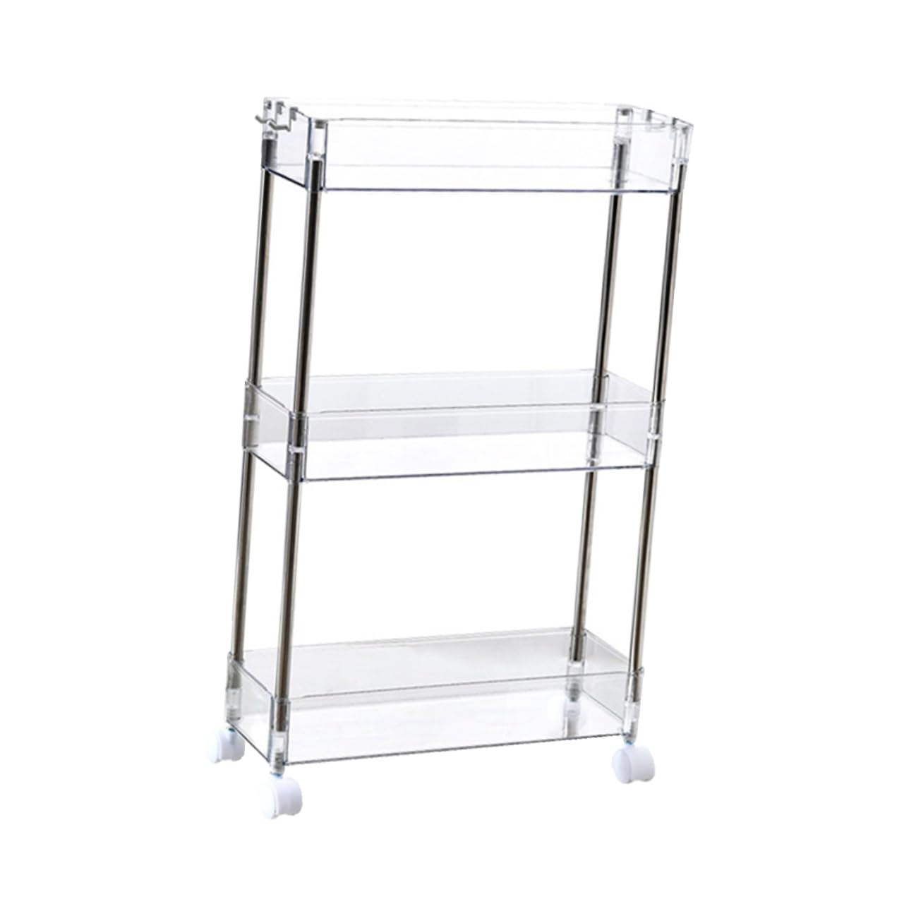 LABRIMP Mobile Cucina con Ruote Scaffale Portaoggetti da Cucina 3 Ripiani in Pet e Acciaio Inox Design Trasparente e Balcone