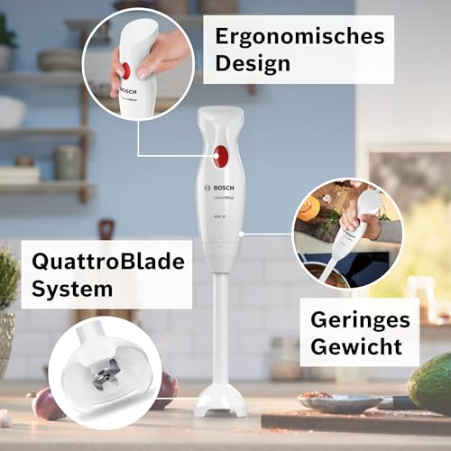 Bosch Handmixer CleverMixx in Weiß/Rot