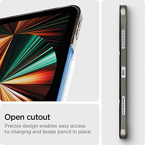 Spigen Liquid Air Folio Case Compatible with iPad Pro 12.9 Inch 6th Generation (2022) and iPad Pro 12.9 Inch 5th Generation (2021) with Pencil Holder / Auto/Sleep Wake Function / TriFold Stand - Black