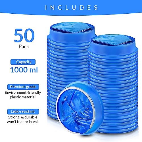 Image of Vomit Bags 50 Pack, 1000ml Disposable Emesis Bags | Disposable, Leak-Proof, Travel & Motion Sickness, Morning Sickness, Air Sea Car Sickness