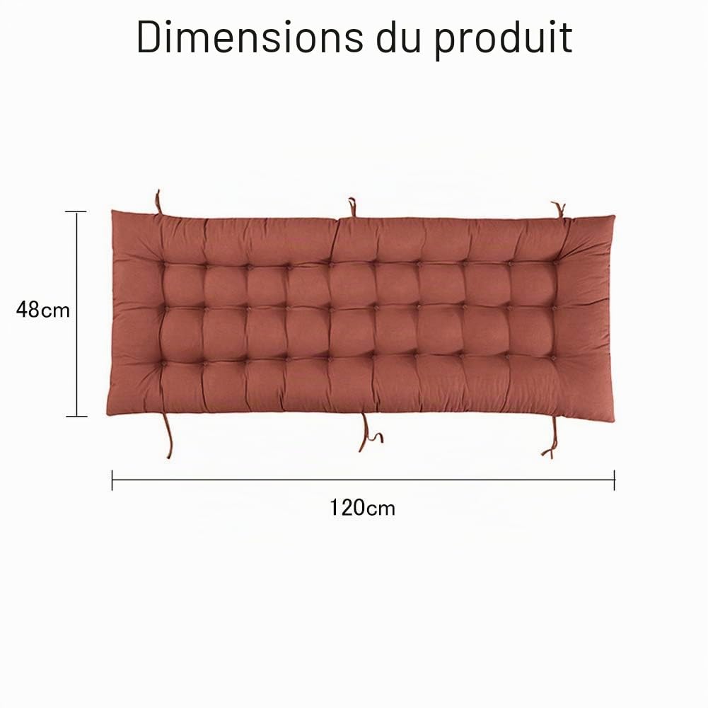 Coussin de banc de jardin avec attaches, coussin épais pour chaise à bascule 2-3 places, coussin de siège de banc confortable pour mobilier intérieur et extérieur 48x120cm Rose