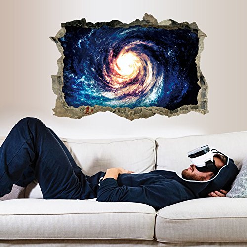 Dnven Galaxy Wall Decals Waves Space Porthole Window Milky Way Galaxy 3D Windows View Decors Removable Murals Cosmic Galaxy Space Planets Arts Stickers 23 Inches X 15 Inches #TOP3