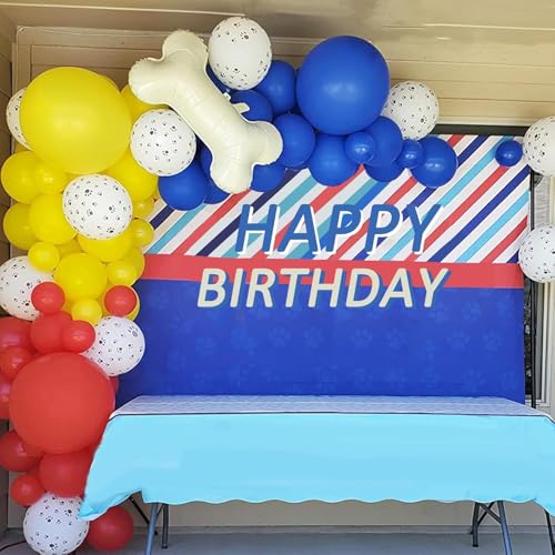 Image of Dog Paw Balloons, 12 Inch Carnival Circus Balloons Red Yellow Blue and White Paw Print Puppy Balloons Colorful Confetti Latex Balloon for Dog Themed Birthday Party Decorations