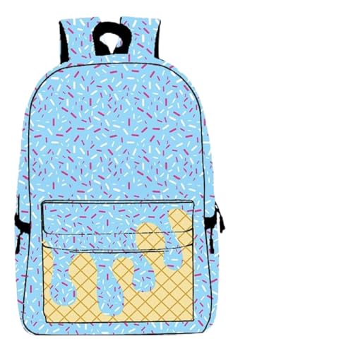 Ice Cream Backpack Kawaii Shoulder Backpacks, Blue Ice Cream Drip Backpack For Boys, With Side Pockets, For Women Men (#9)