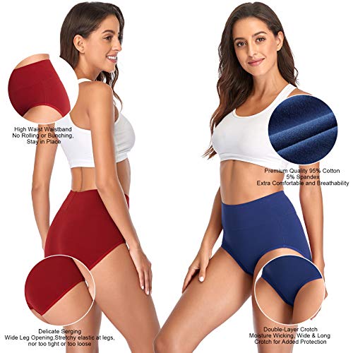 Image of Womens Underwear,Cotton Mid Waist No Muffin Top Full Coverage Brief Ladies Panties Lingerie Undergarments for Women Multipack