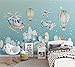 Produktbild Tapete 3D Wandbild Neues Handgemaltes Karikaturdorf Hubschrauber Heißluftballon Kinderzimmer 3D Wandbild TV Wandbild Tapete Wanddekoration fototapete 3d Vlies wandbild Schlafzimmer-250cm×170cm