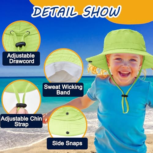 Image of Outdoor Kids Sun Hat UPF 50+ Quick Dry Foldable Bucket Hat Lightweight Adjustable Fishing Safari Hat for Girls and Boys