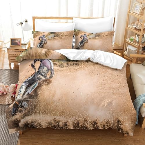 Parure de lit motocross ultra douce avec fermeture éclair pour lit double - 3