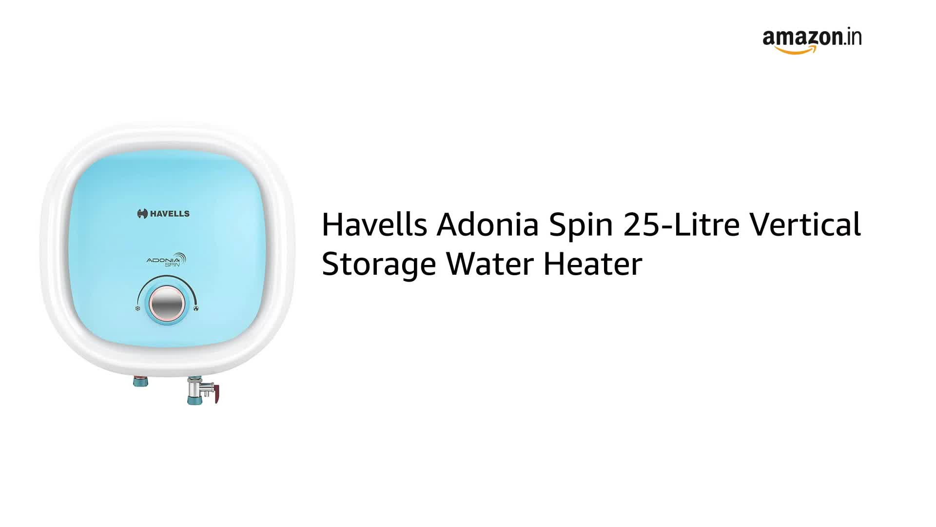 Havells Adonia Spin 25-Litre Vertical Storage Water Heater (Geyser) White  Blue 5 Star