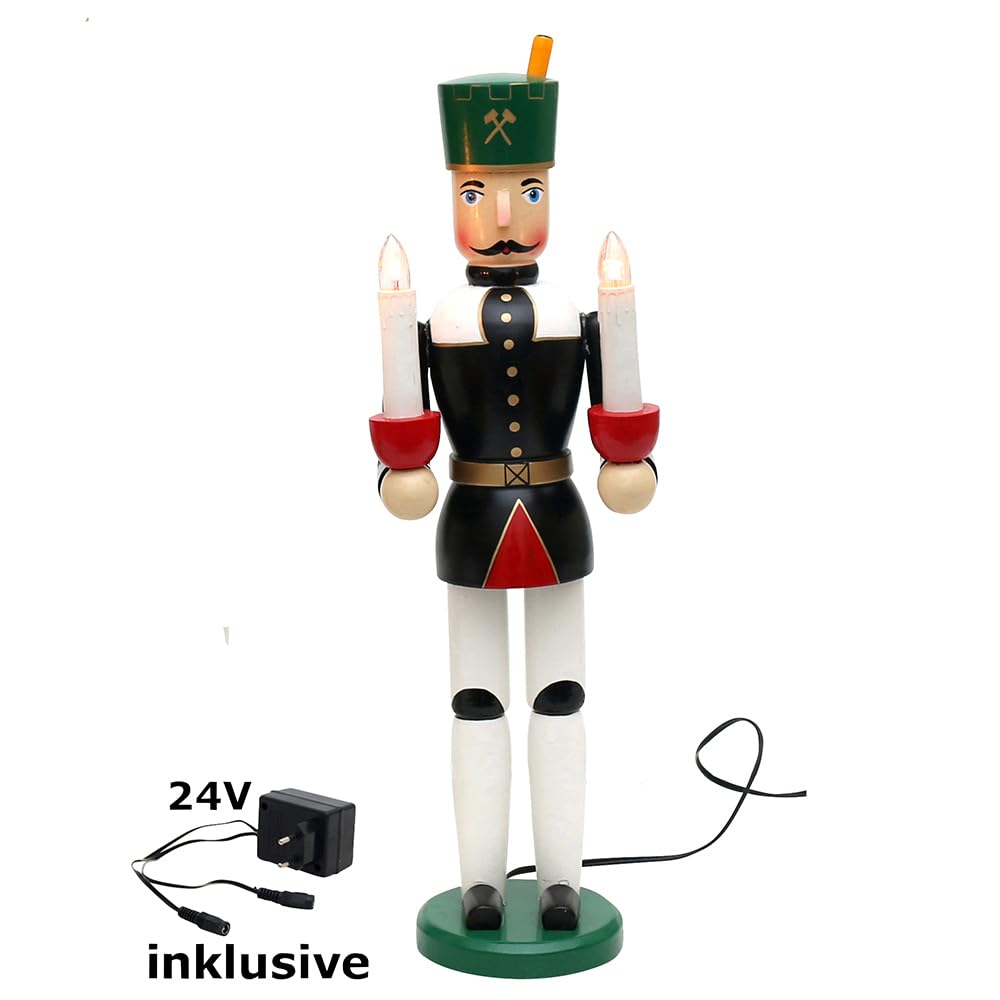 Dekohelden24 Engel und Bergmann Set, elektrisch beleuchtet inklusive Netzteil, Maße L/B/H: 13 x 12 x 40 cm.