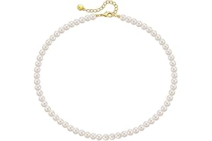 Unique 6mm Simulated Pearl Choker Necklace for Women, Trendy 18K Gold-Plated Dainty...