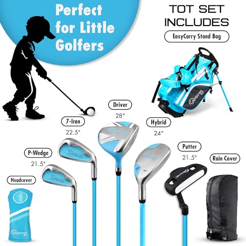 Image of Shorties Golf - Kids Golf Club Set | Perfect for Toddler Golfers and Kids 34 inch-38 inch Tall | EasyCarry Stand Bag | Driver, 7-Iron, Putter, Headcover, and Rain Cover