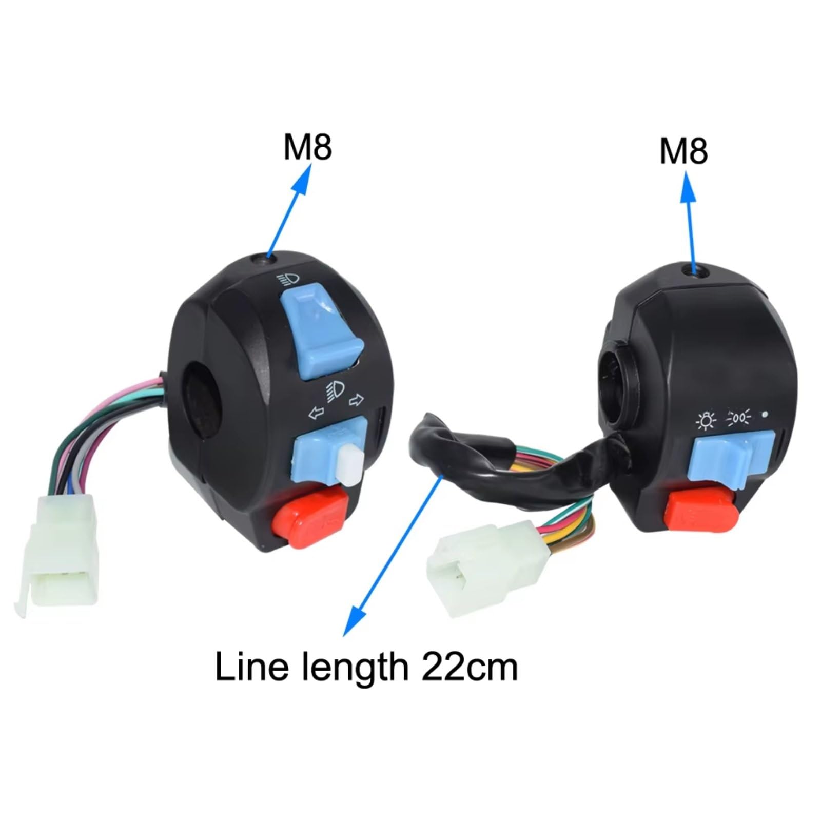 Comando Manubrio Modulo Interruttori Per Indicatori Di Direzione Moto Manubrio Da 7/8" Universale Comandi A Sinistra/destra, Clacson E Avviamento Elettrico