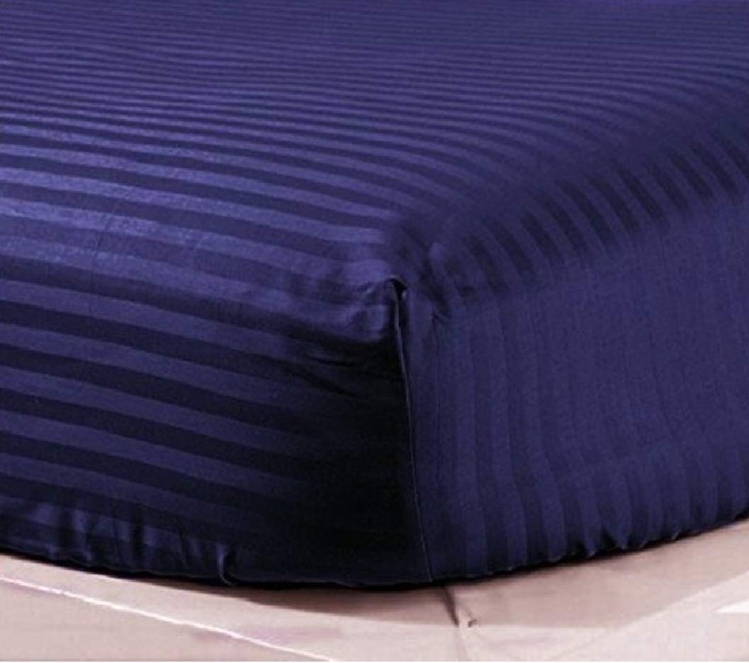 Set di lenzuola in cotone a 400 fili, 4 pezzi, 100% cotone egiziano, set di lenzuola in morbido rasatello, 35 cm di profondità, blu navy, king size