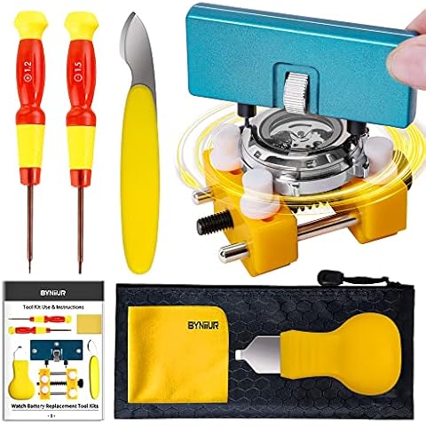 BYNIIUR Watch Battery Replacement Tool Kit, Watch Repair Kits, Watch Back Case Remover and Watch Opener Cover