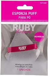 Esponja Puff para Pó Triangular Cinza e Rosa - Ruby Kisses