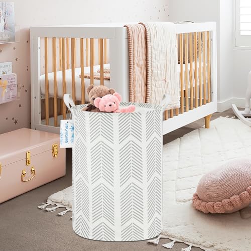 Image of Laundry Basket Canvas Fabric Collapsible Organizer Basket for Storage Bin Toy Bins Gift Baskets Bedroom Clothes Children Nursery Hamper (Arrowhead)