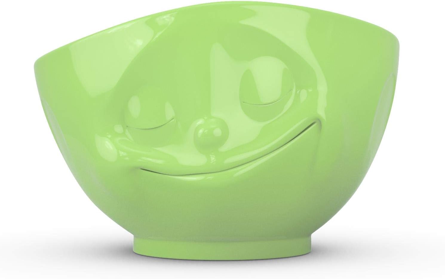 FIFTYEIGHT PRODUCTS TASSEN Porcelain Bowl, Happy Face Edition 16 oz. Light Green, (Single Bowl) for Serving Cereal, Soup,