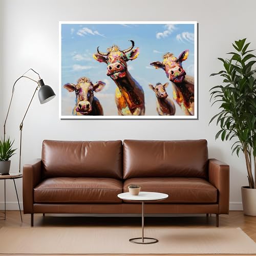 Tableau vache coloré 40x60cm sans cadre pour décoration murale