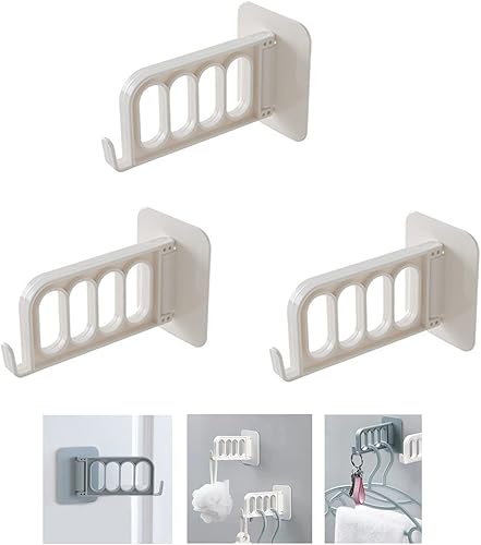 Miniatura 10 de Percha plegable sin perforaciones, pequeña percha plegable para ropa, ganchos de almacenamiento para paredes, 4 agujeros montado en la pared,