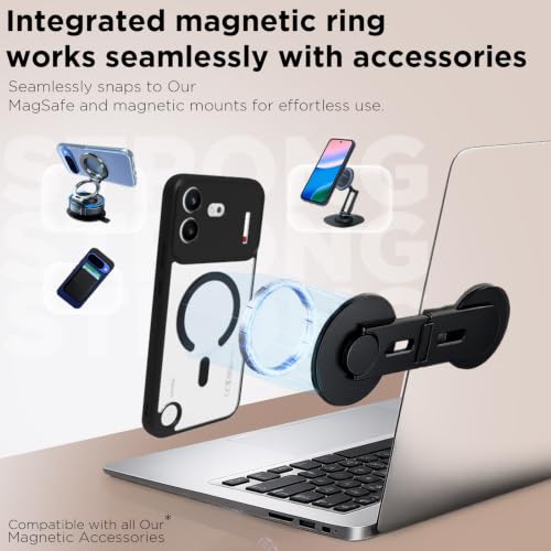 Image of RIGGEAR Shockproof Sleek Hybrid Armor Magnetic Back Cover Case Compatible with MagSafe Accessories for Nothing Phone 4b 5G (Clear PC + Black TPU Bumper)