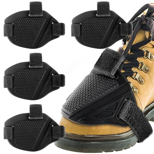 4Pcs Motorcycle Shift Pads, Motorbike Shoes Protector Cover, Protective Motorcycle Boot Cover Adjustable Soft Rubber Pads Gear Accessories for Men Motorcycle Shoe Boot (Black)