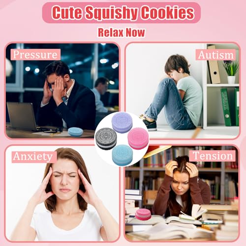 Taba Squishy Cookie 4 Pack - Kawaii Dessert Squeeze Toy, Ultra-Soft Mochi Fidget for Stress Anxiety Relief, Sensory Goodie Bag Fillers for Classroom Birthday Office Party Favors — view 5