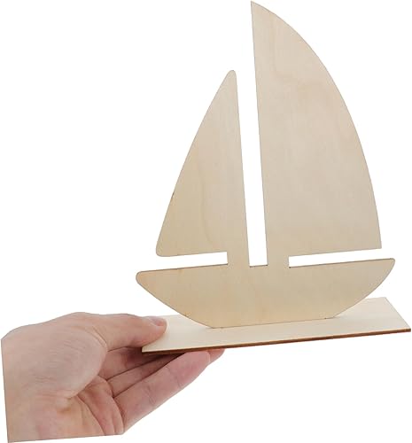 Miniatura 5 de 10 unids DIY Barco Forma Virutas de Madera Sin Terminar Pintura Base de Arcilla para Decoración al Aire