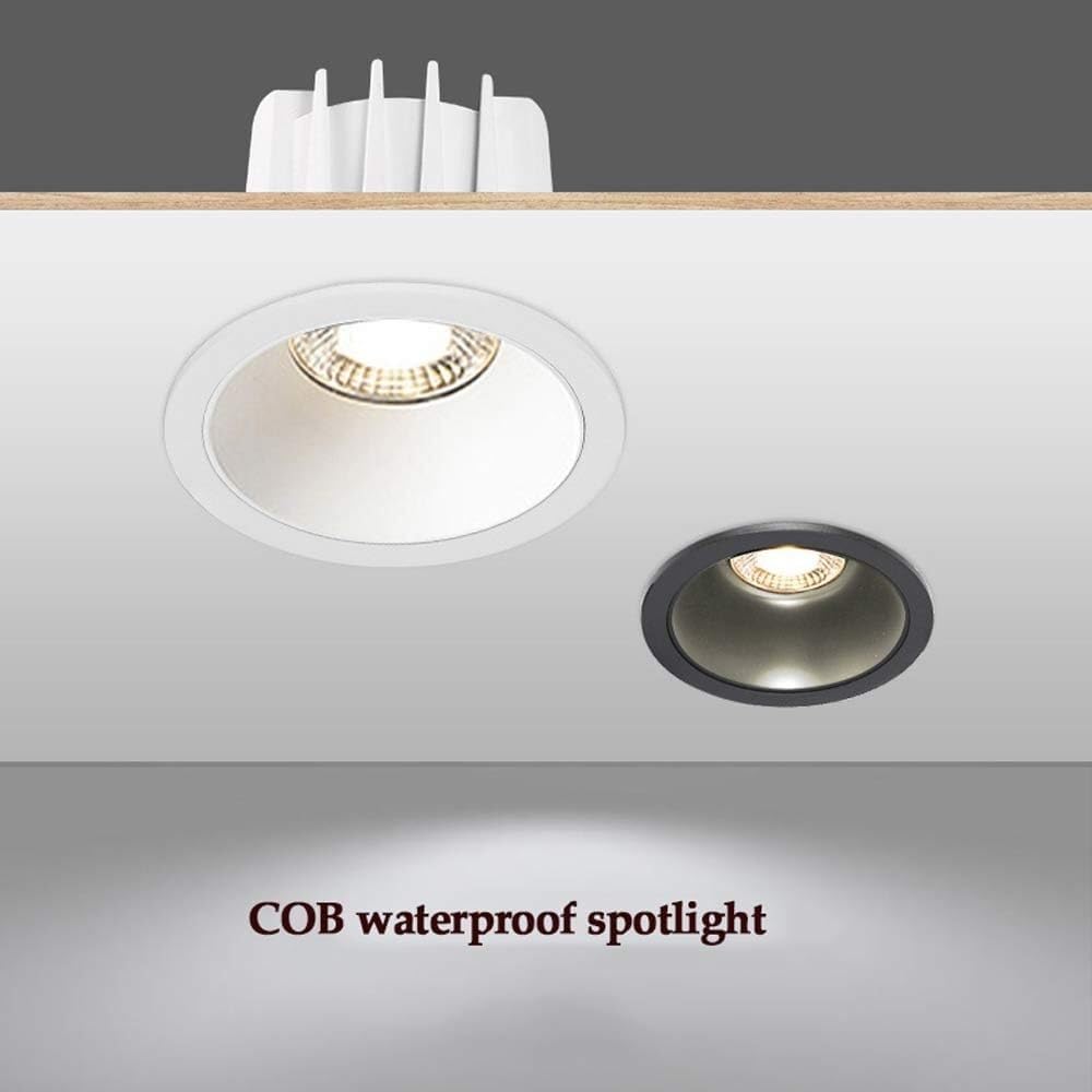 Kit di retrofit da Incasso a LED da 6 Pezzi Paralume Rotondo Nero da 31 Pollici faretto da Incasso a LED faretto da Doccia Impermeabile IP65 Luce da,7w-6000K