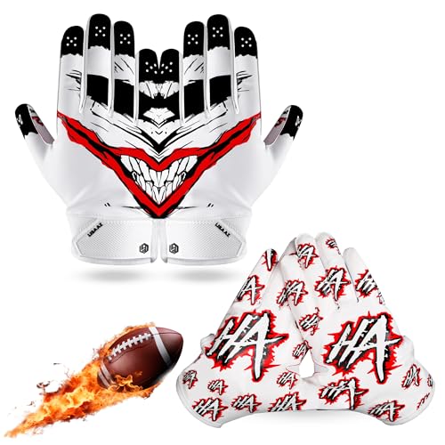 LISAAZ Football Gloves Sticky Grip Youth Football...
