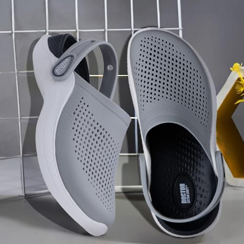Image of DOCTOR EXTRA SOFT Men's Classic Casual Sports Clogs /Sandals with Adjustable Back Strap for Adult | Comfortable & LightWeight| Stylish & Anti-Skid|Waterproof & Everyday Use Mules for Gents & Boys D-513