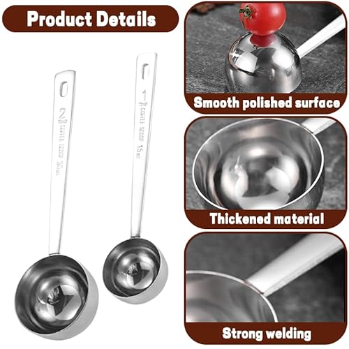 Tablespoon Measuring Spoons,2Pcs Metal Stainless Steel Measuring Coffee Spoons with Long Handle(15ml,30ml)