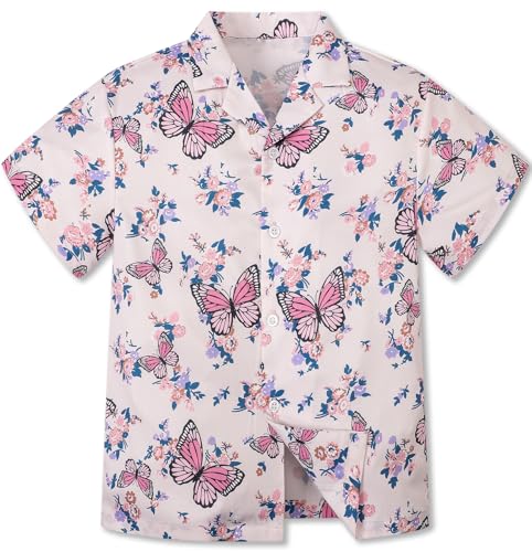 Image of Betusline Girls' and Womens' Hawaiian Shirt Blouse Button Down Beach Shirts
