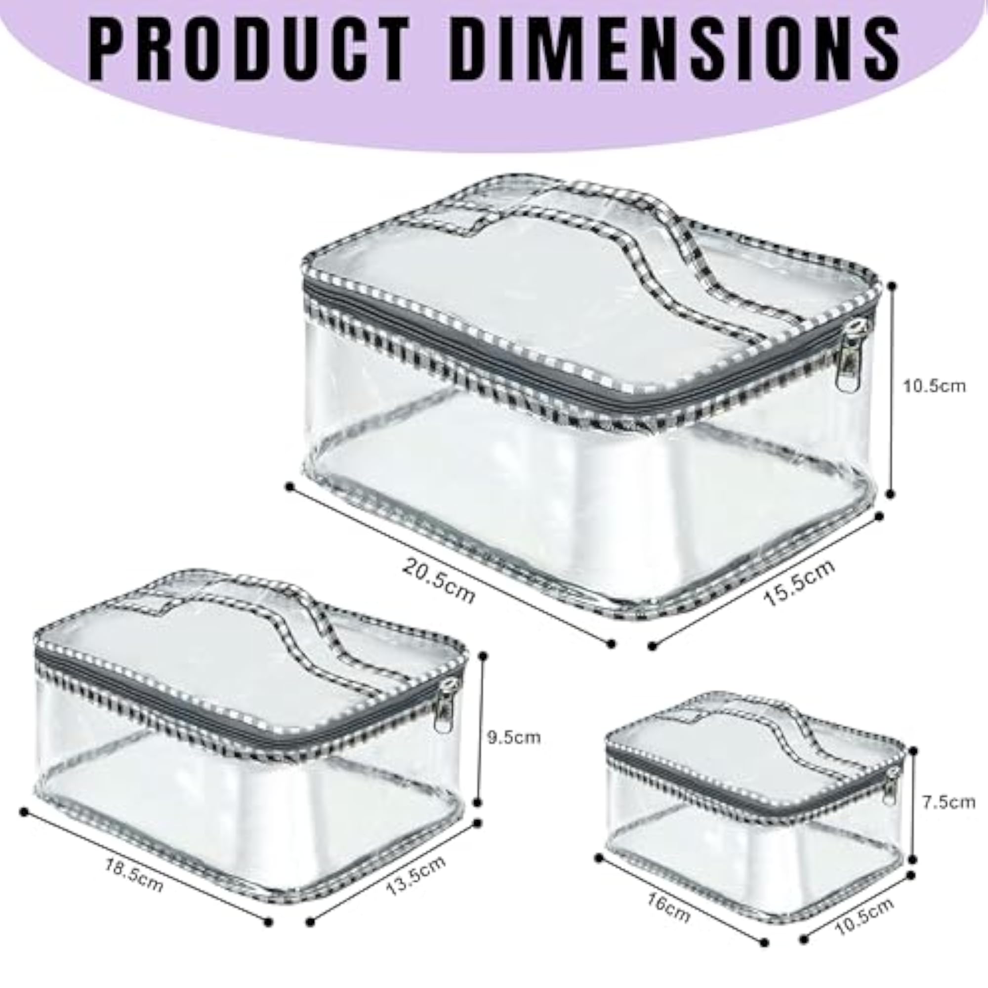 Set of 3 Multipurpose Transparent Pouches