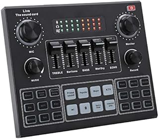 Sound Card Mixer with Effects and Voice Changer, V9 Stereo Audio Mixer, for Live Streaming Podcasting Recording Karaoke Game, Audio Mixer for PC, SmartPhone
