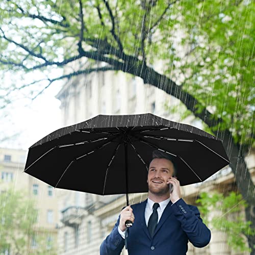 Folding Inverted Led Rain Umbrella: Inverted Reflective Umbrella Windproof Umbrella Travel Umbrella Compact Automatic Open Close, Folding Umbrella Upside Down With Safety Reflective Strip Rainproof #TOP7