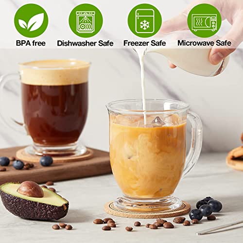 Image of Mfacoy Glass Coffee Mugs Set of 6, Clear Large Coffee Mug 15 Oz With Handles for Hot Beverages, Clear Mugs for Tea, Cappuccino, Latte, Espresso Coffee, Juice, Glass Coffee Cups