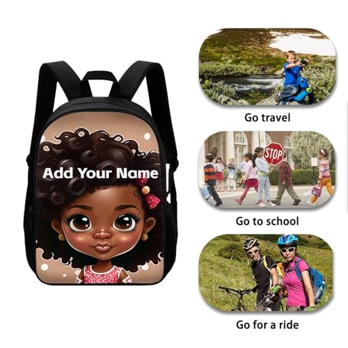 Personaized Backpack for Girls 4-6 Afro Kids Bookbag Custom Name Book Bag for Student 2 Grade/3Rd Grade Black Magic School Bag4