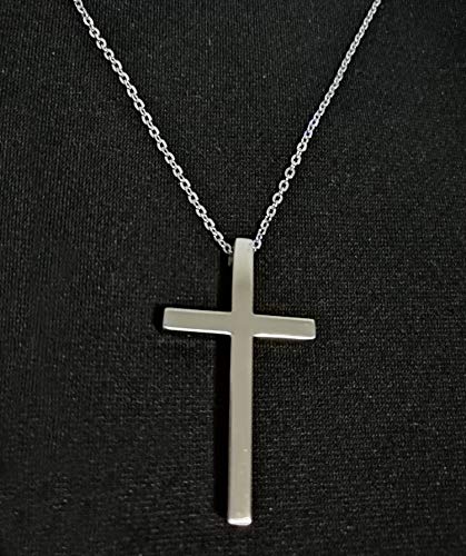 Jiahate Cross Necklace,Simple Men Sport Tone Stainless Steel Religion Cross Pendant Jewelry For Women,Silver Necklace #TOP7