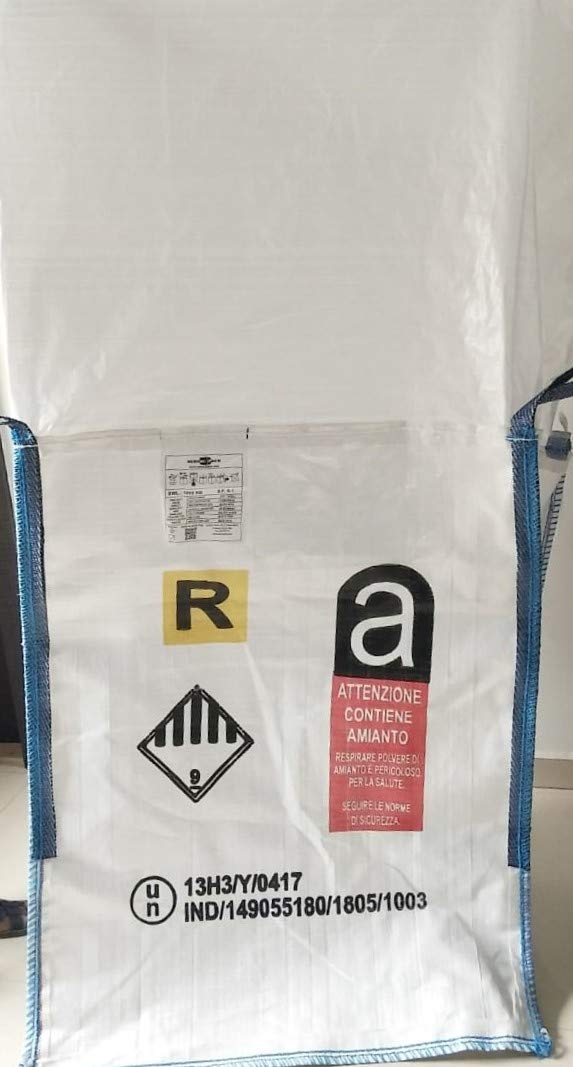 FERRPACK Big Bags 10 PZ X Sacconi Omologati ONU R + AMIANTO Mis 90x90h120 Cm Per Rifiuti Speciali