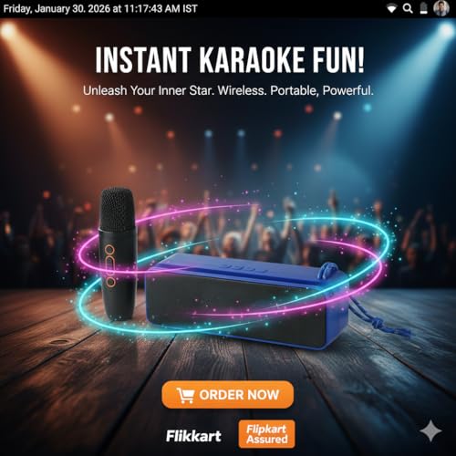 Image of PerfX Trending Wireless Karaoke Speaker with Mic,10W Output,TWS & Type C Fast Charging 8 W Bluetooth Speaker