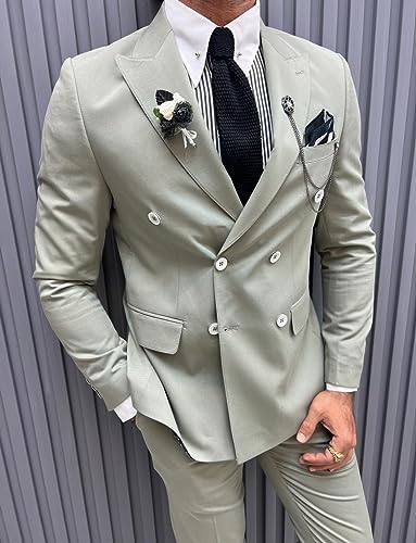 Suits for Men 2 Piece Business Suits Men Blazer and Pants Slim Fit Double Breasted Suit Men Big and Tall2